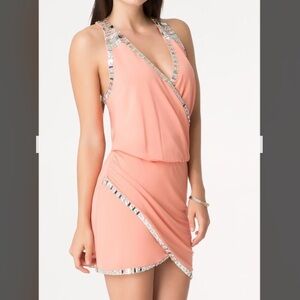 Bebe peach racerback dress with iridescent beads